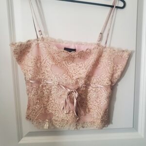 Victoria Secret House Brand MODA International Cute Lace Pink/gold Top Small